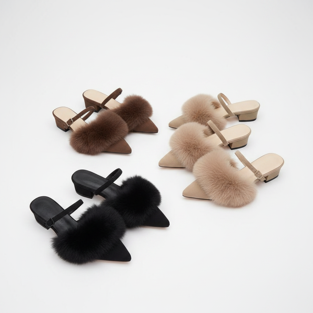 Classy Fluffy Faux-Fur Pointed-Toe Mule