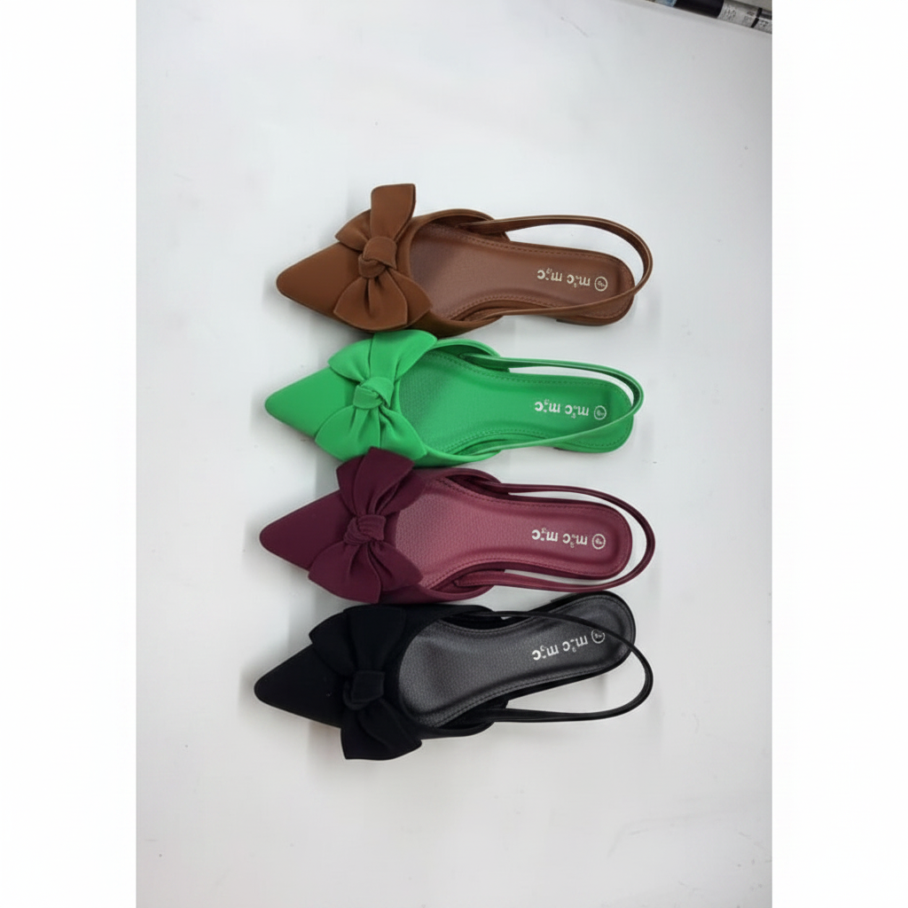 Trendy Fabric Bow Slingback Flats
