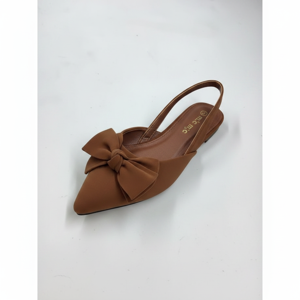 Trendy Fabric Bow Slingback Flats