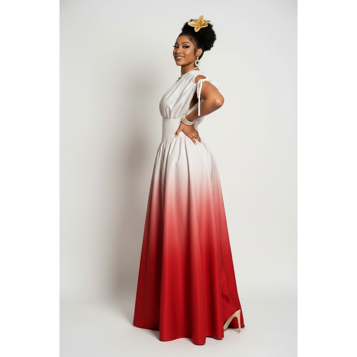 Plus Size Flowy V-Neck Ombre Maxi Dress