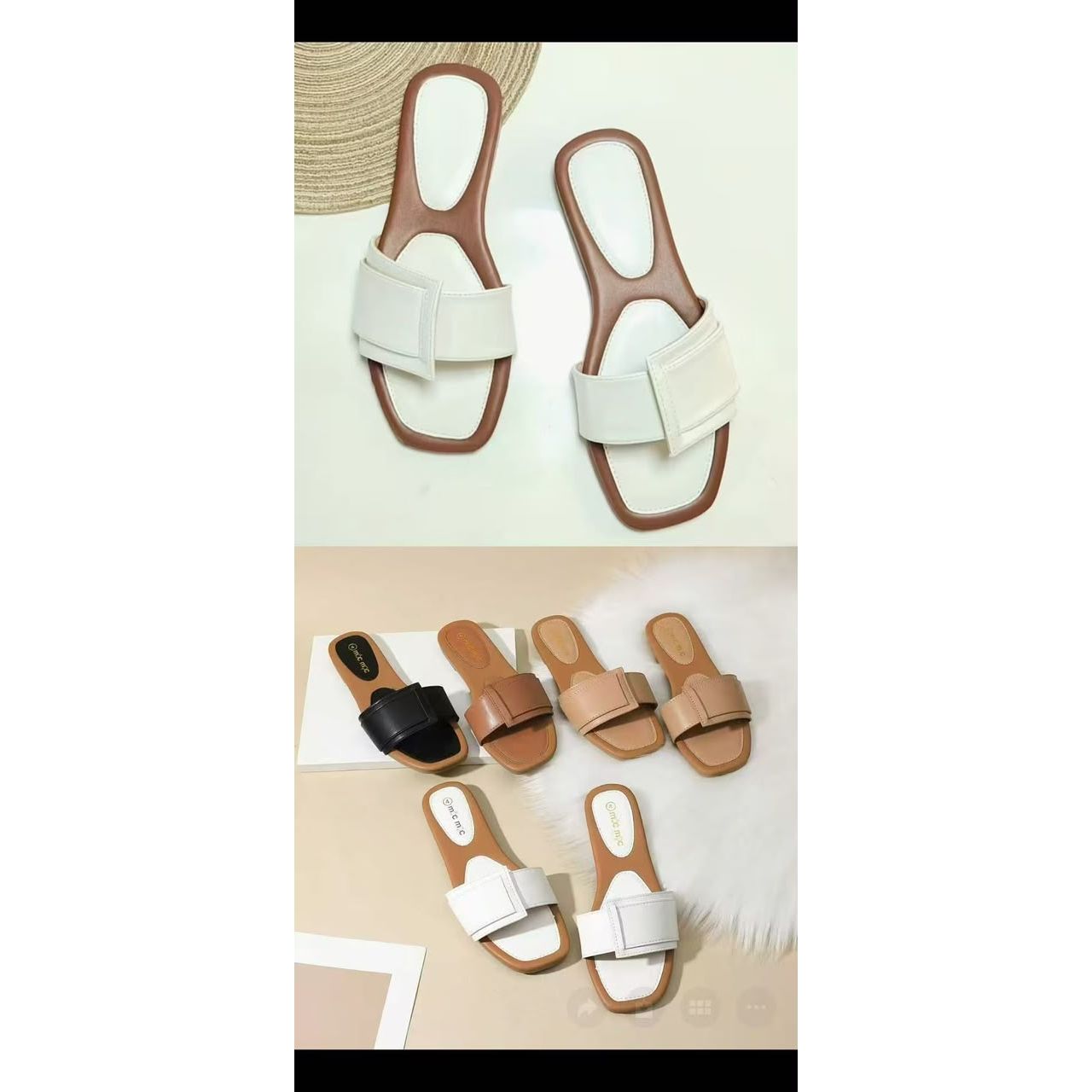 Front Strap Square-Toe Flat Sandals