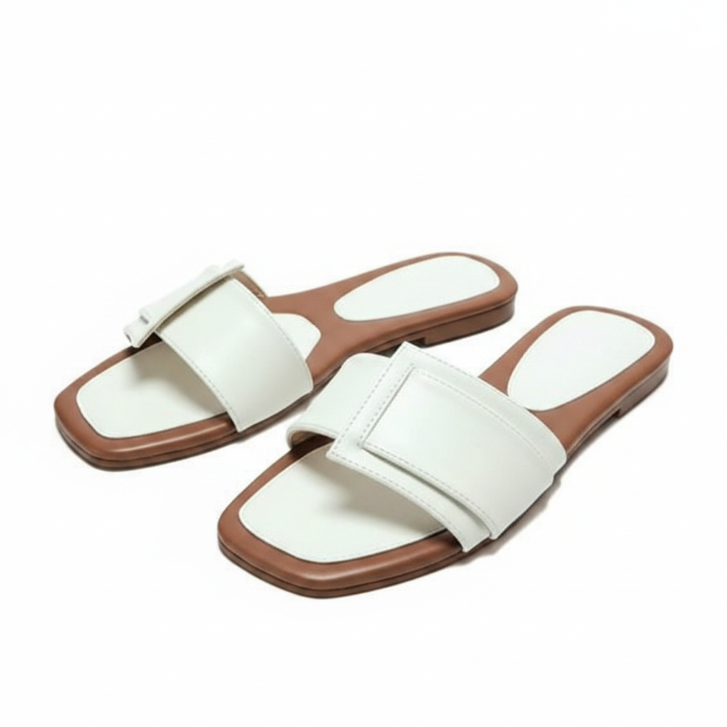 Front Strap Square-Toe Flat Sandals