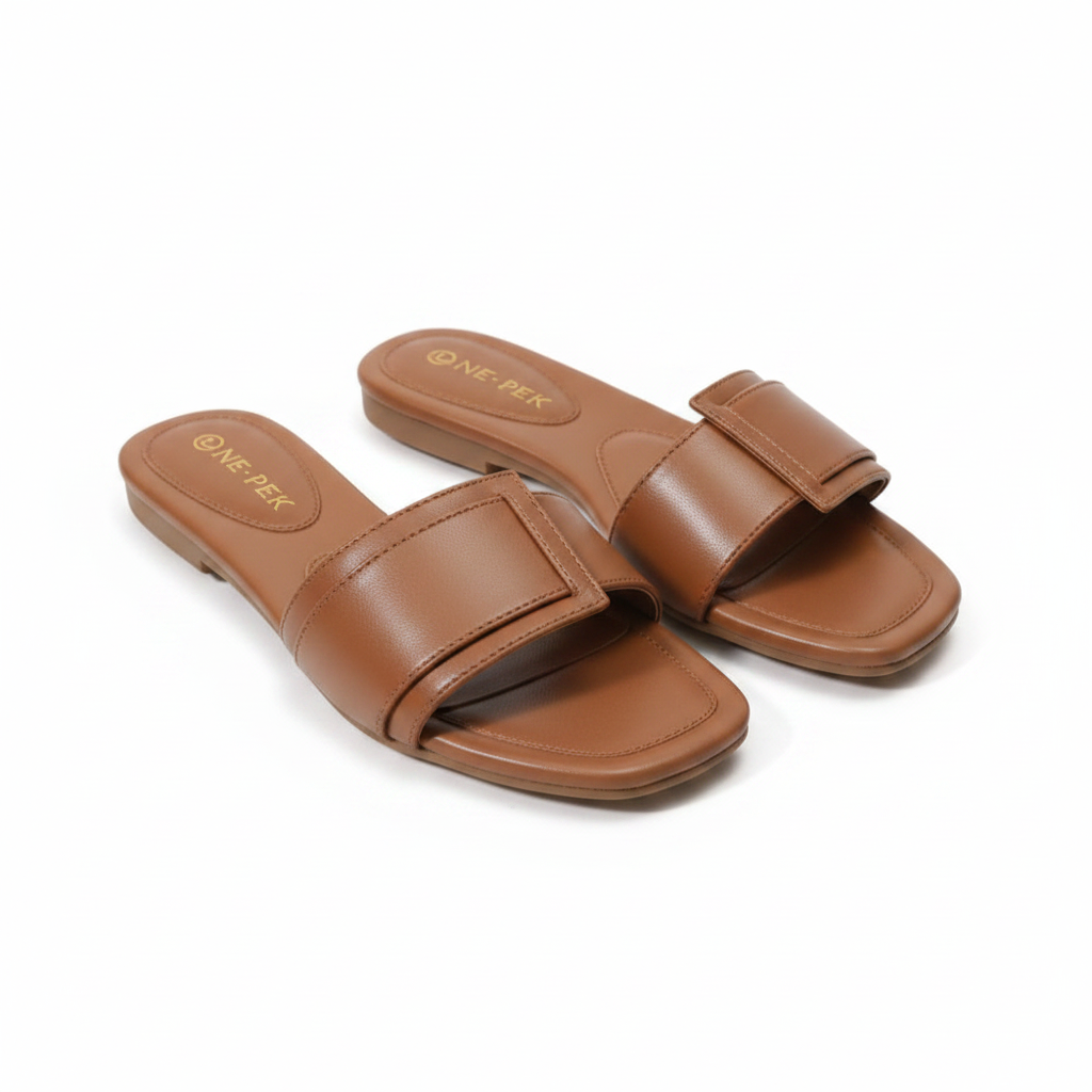 Front Strap Square-Toe Flat Sandals
