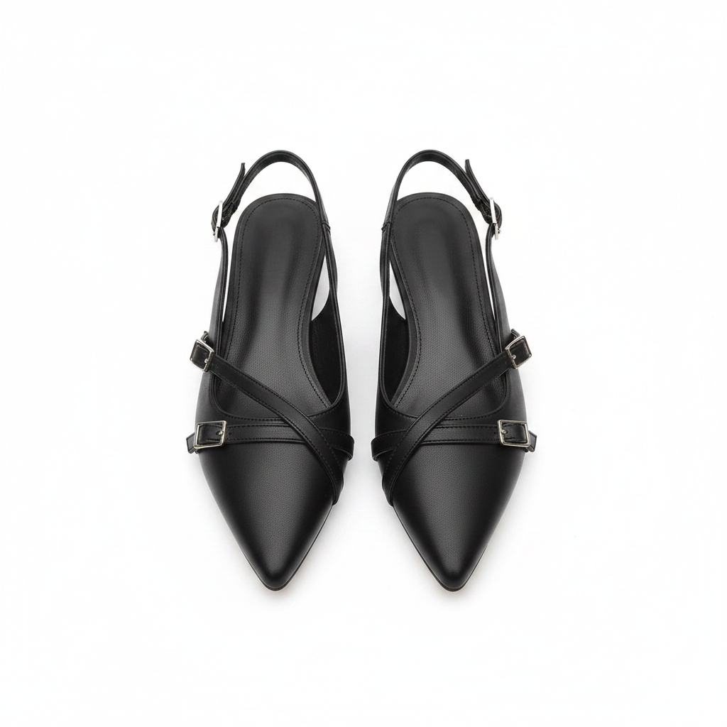 Delicate Crossover Buckle Slingback Pumps
