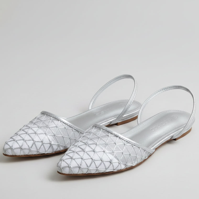 Webbed Woven Mesh Pointed-Toe Pumps
