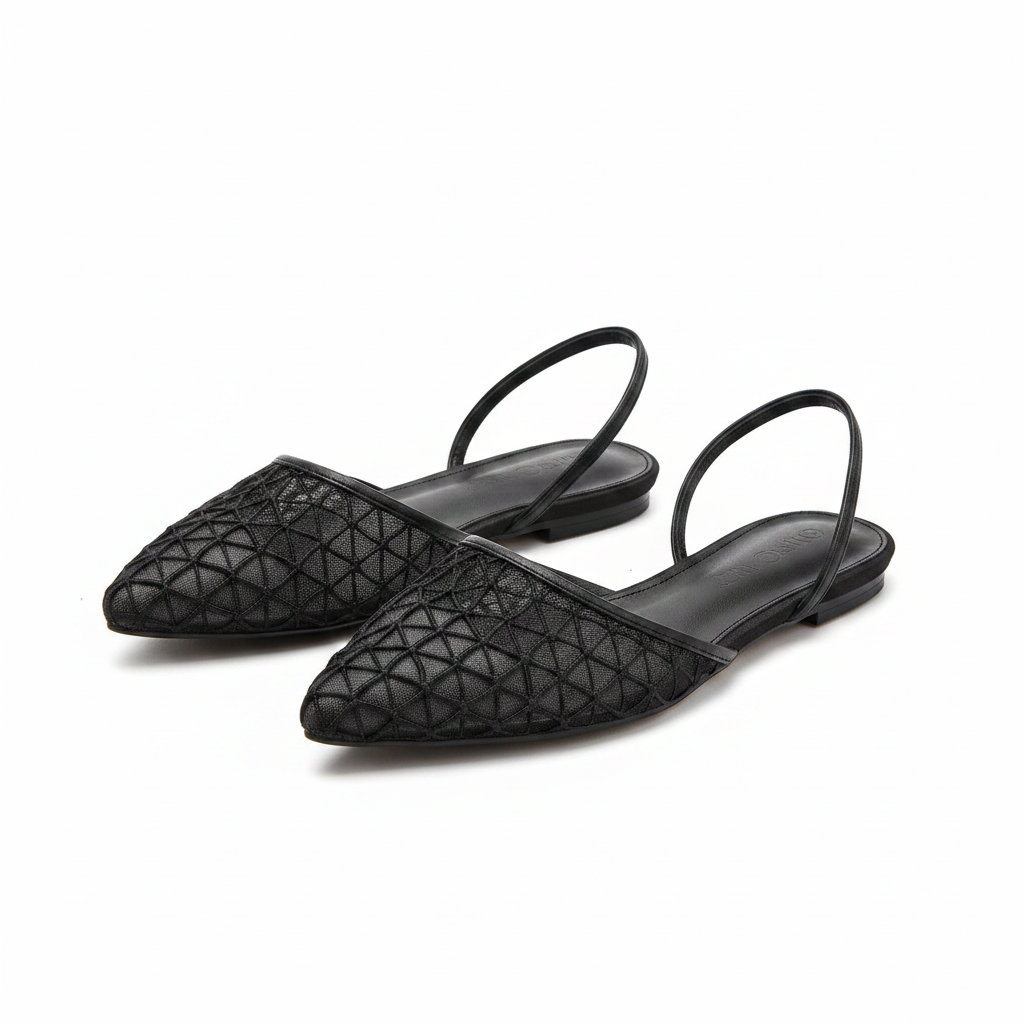 Webbed Woven Mesh Pointed-Toe Pumps