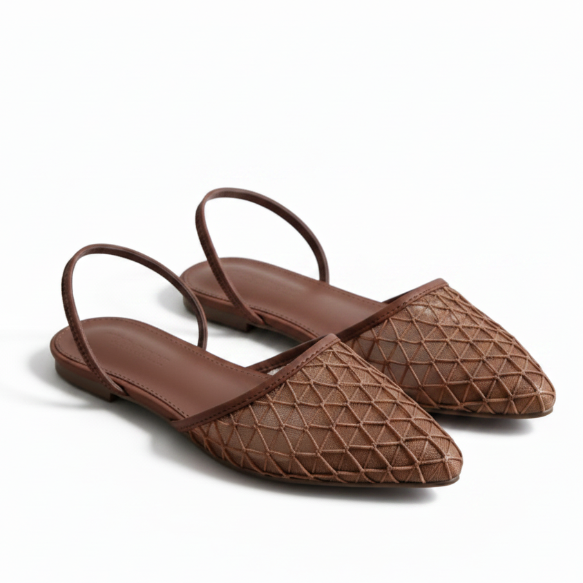 Webbed Woven Mesh Pointed-Toe Pumps