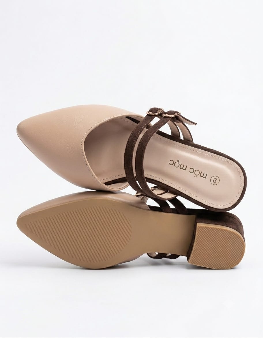 Elegant Two-Tone Pointed Block Heel