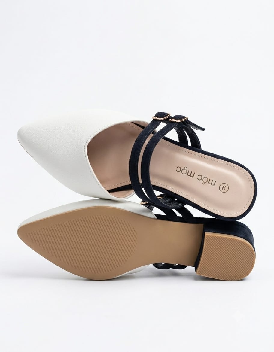 Elegant Two-Tone Pointed Block Heel