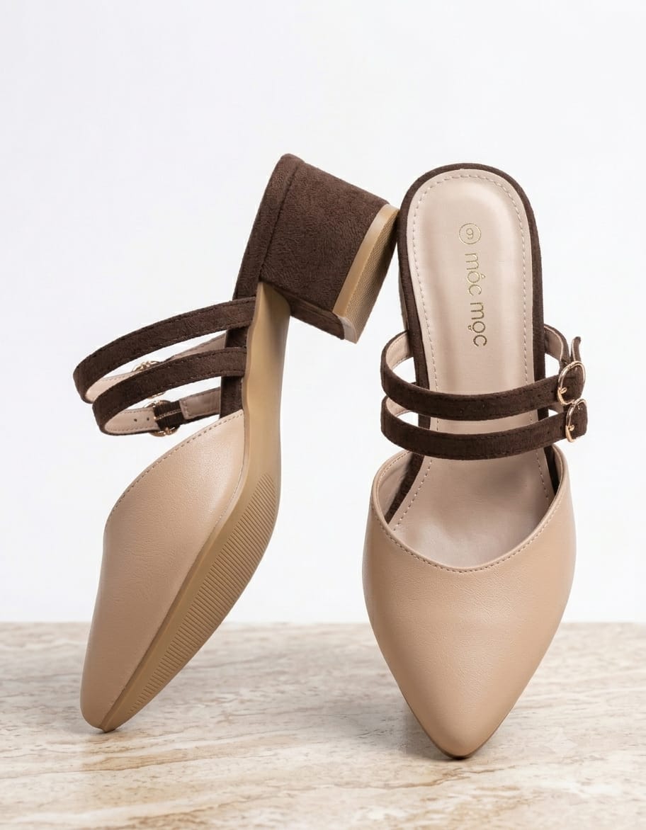 Elegant Two-Tone Pointed Block Heel