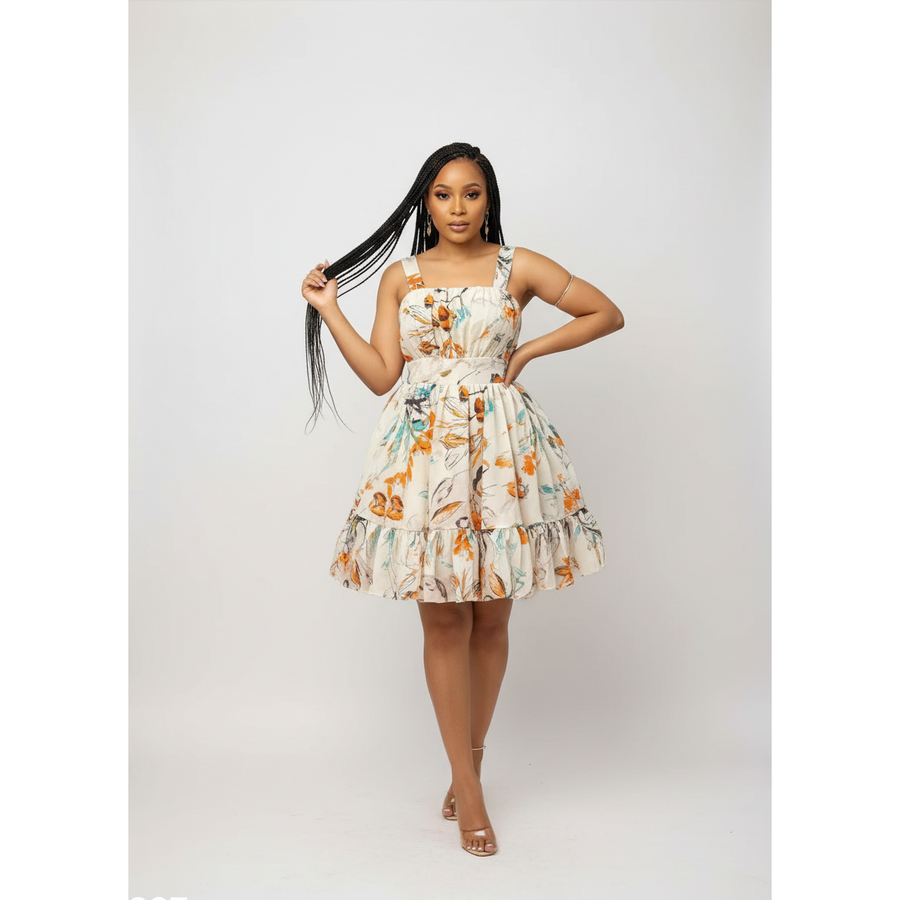 Plus Size Floral Print Flared Mini Dress
