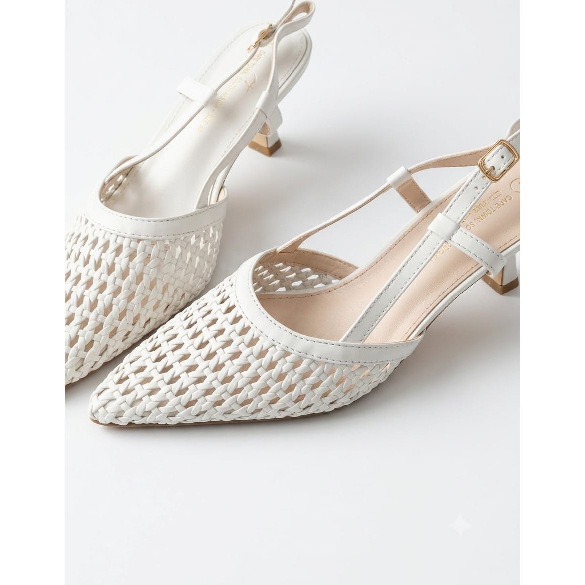 Elegant Tightly Woven Faux-Leather Heels