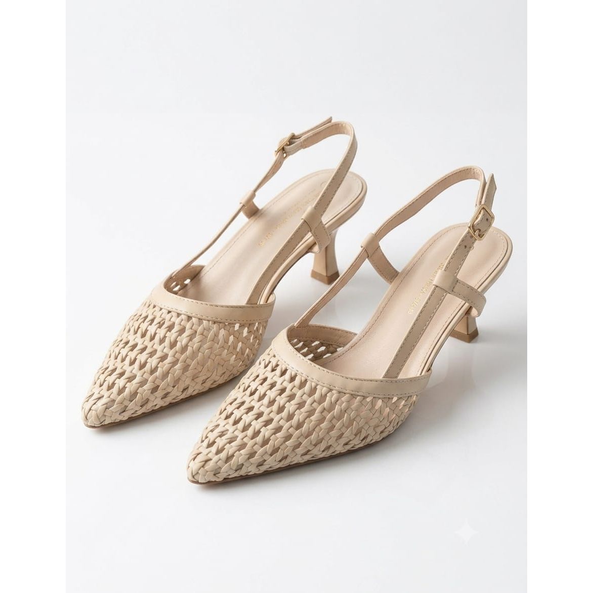 Elegant Tightly Woven Faux-Leather Heels