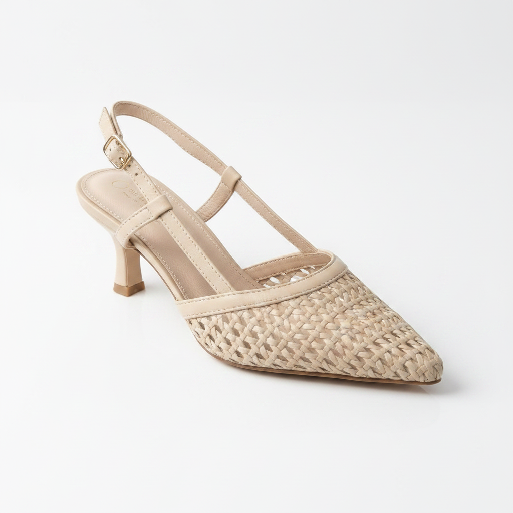 Elegant Tightly Woven Faux-Leather Heels