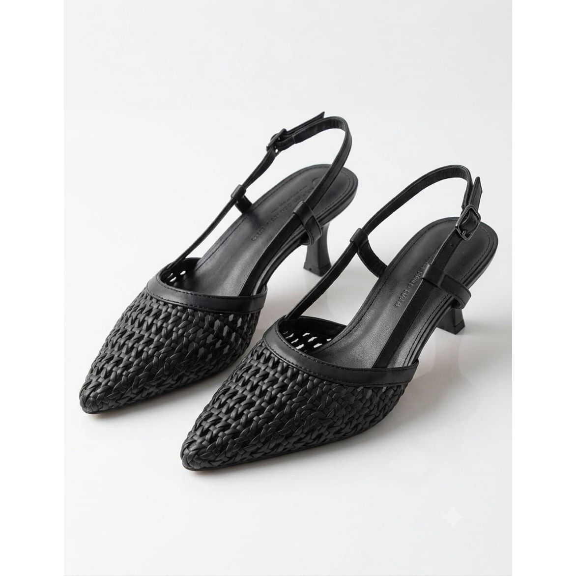 Elegant Tightly Woven Faux-Leather Heels