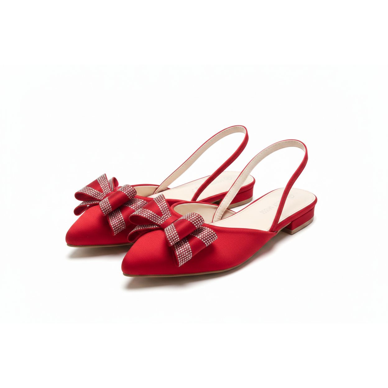 Ladies Crystal-Embellished Bow Pumps