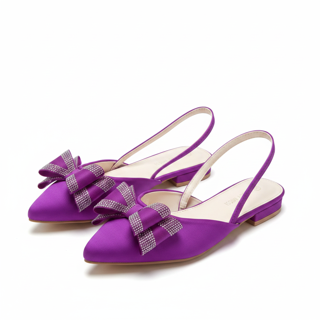 Ladies Crystal-Embellished Bow Pumps