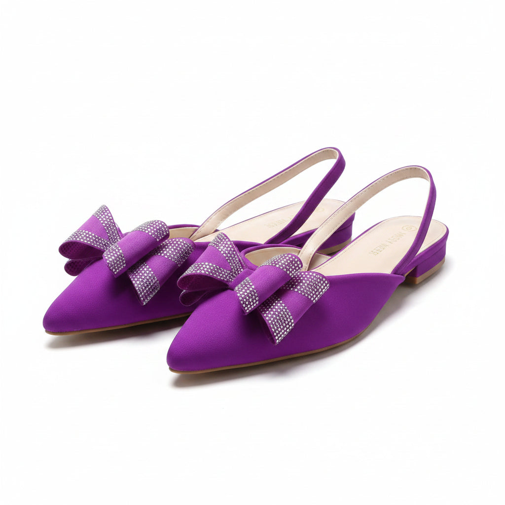 Ladies Crystal-Embellished Bow Pumps