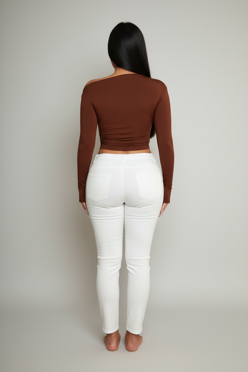 Side Skin-Tight Off Shoulder Long-Sleeve Top