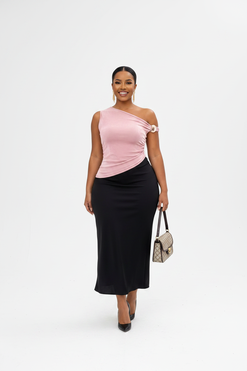 Off-Shoulder Metal-Ring Asymmetric Top