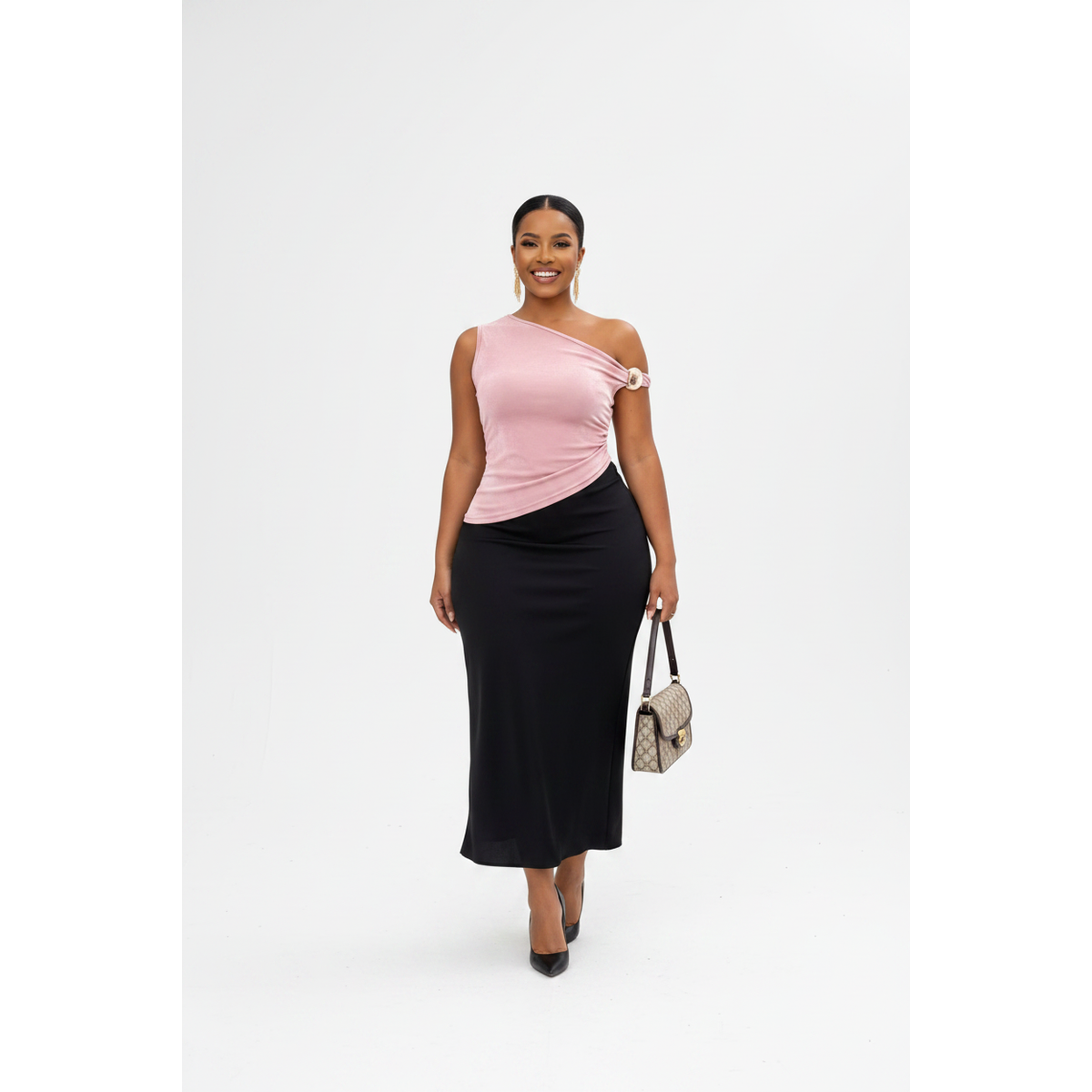 Off-Shoulder Ring-Detail Asymmetric Top