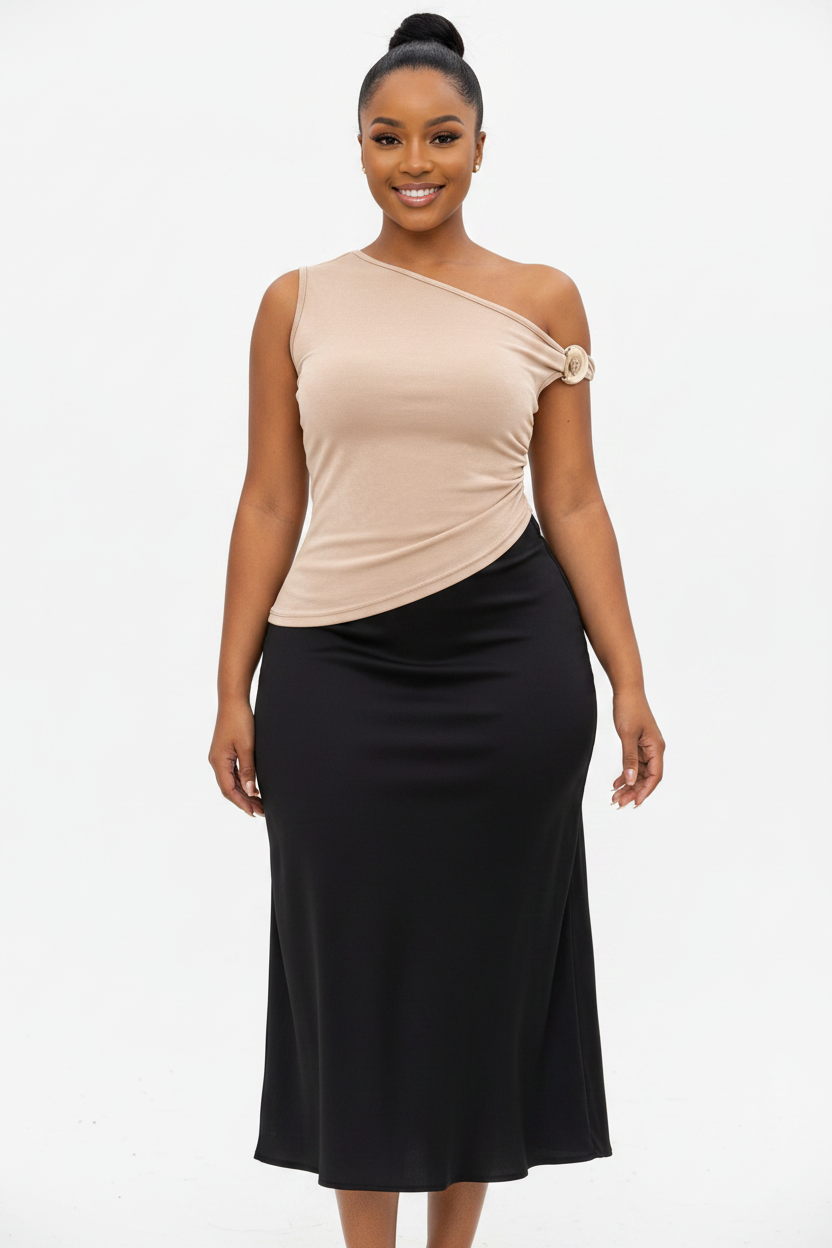 Off-Shoulder Metal-Ring Asymmetric Top