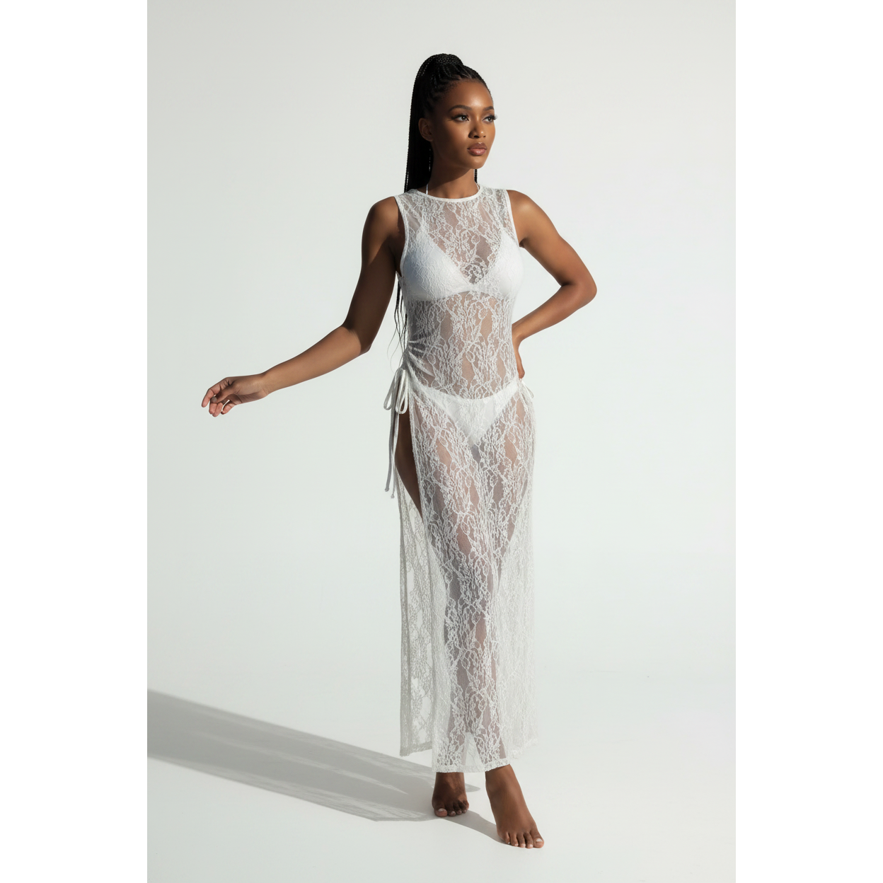 Sheer Lace Maxi Beach Cover-Up Dress