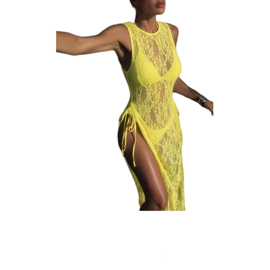 Sheer Lace Maxi Beach Cover-Up Dress