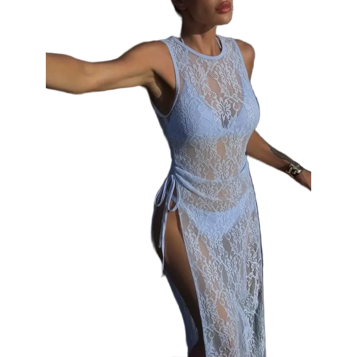 Sheer Lace Maxi Beach Cover-Up Dress