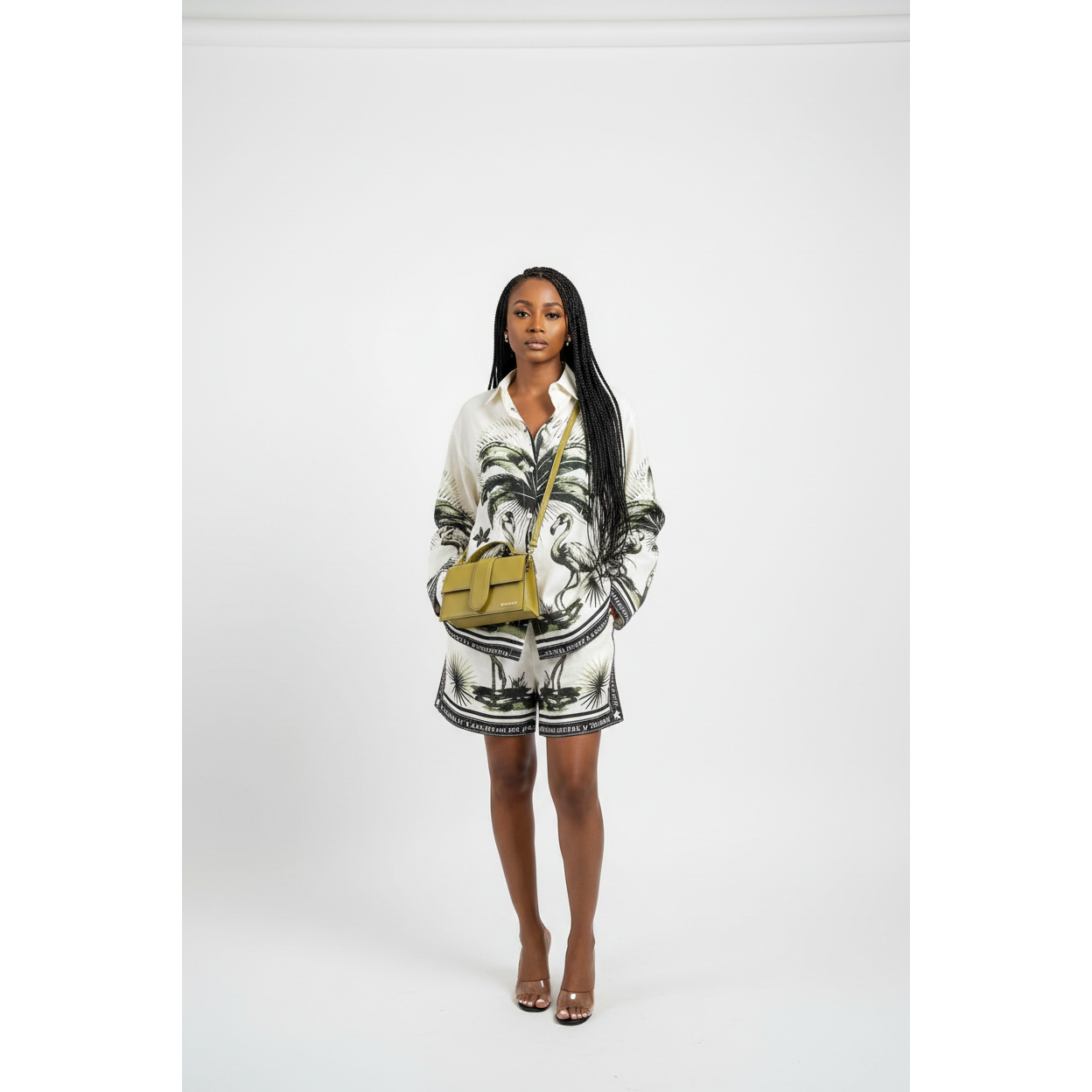 Tropical Print Shirt & Shorts 2-Piece Set