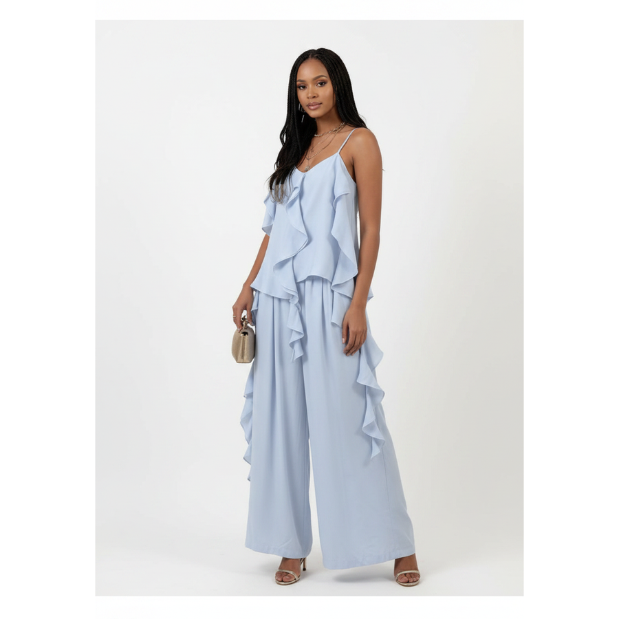 Ruffle Cami Top & Wide-Leg Pants 2-Piece Set