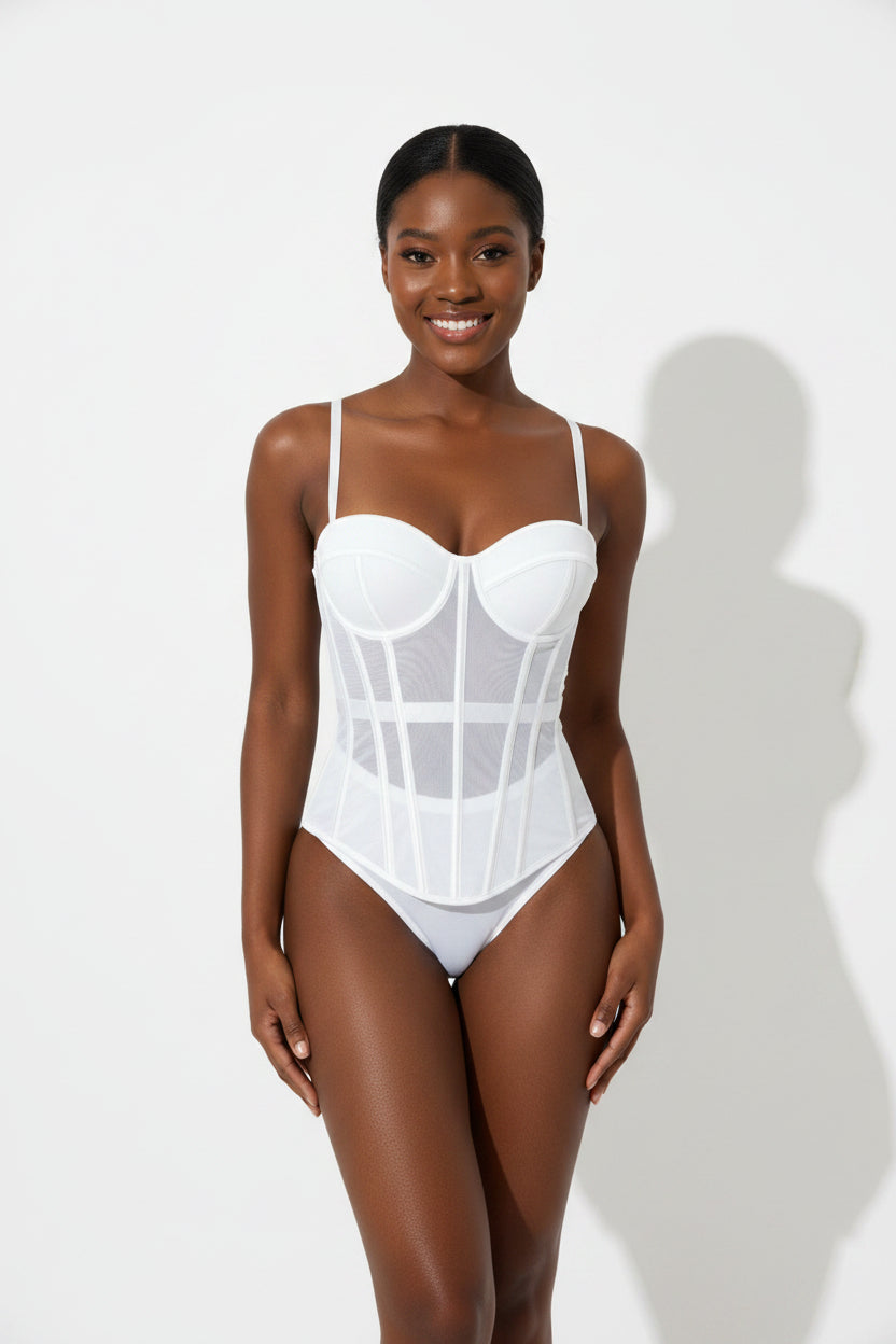 Ladies Mesh Corset-Style Tank Top