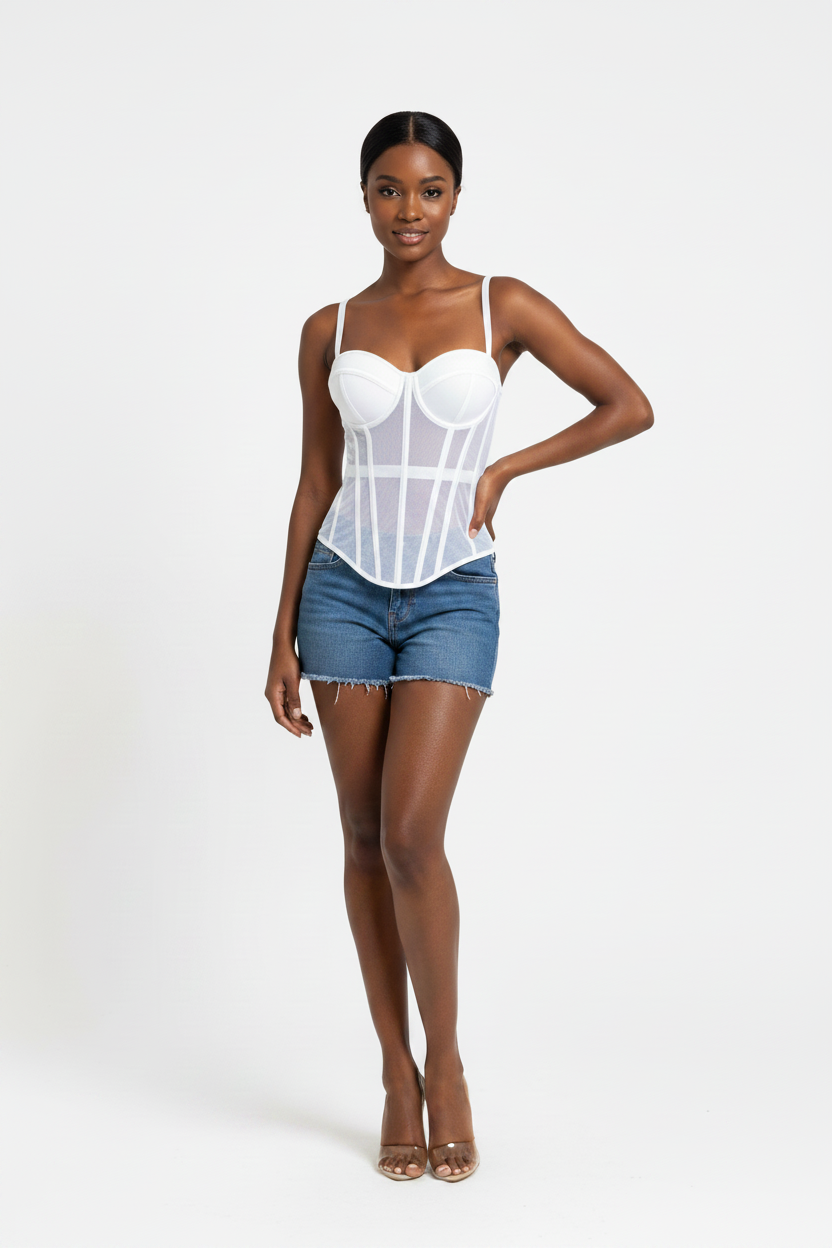 Ladies Mesh Corset-Style Tank Top