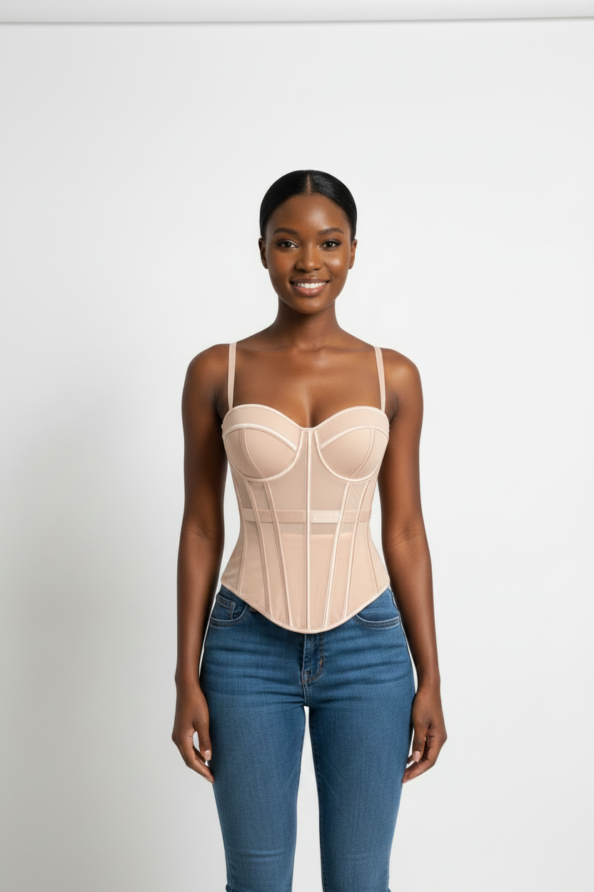 Ladies Mesh Corset-Style Tank Top