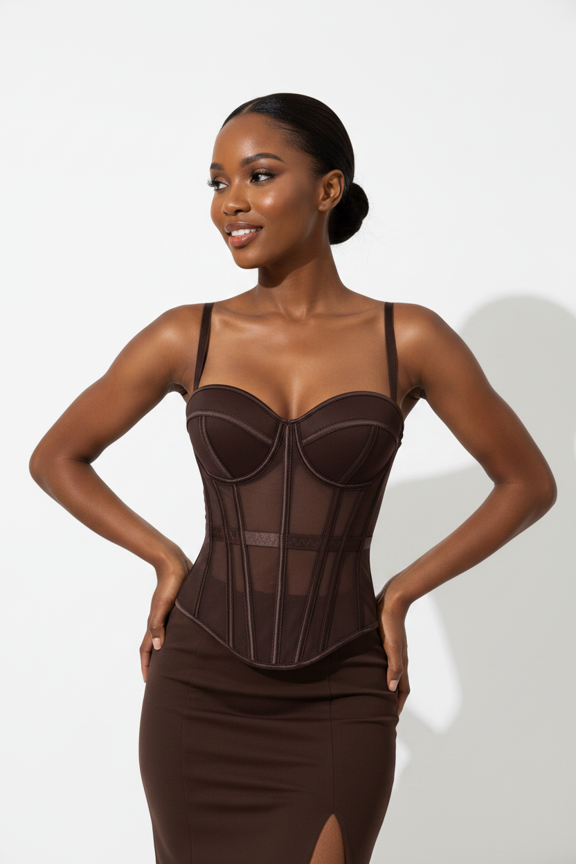 Ladies Mesh Corset-Style Tank Top
