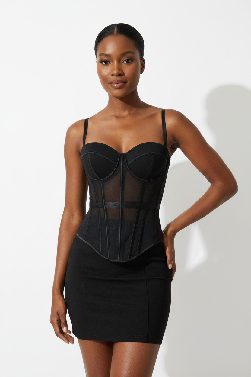Ladies Mesh Corset-Style Tank Top