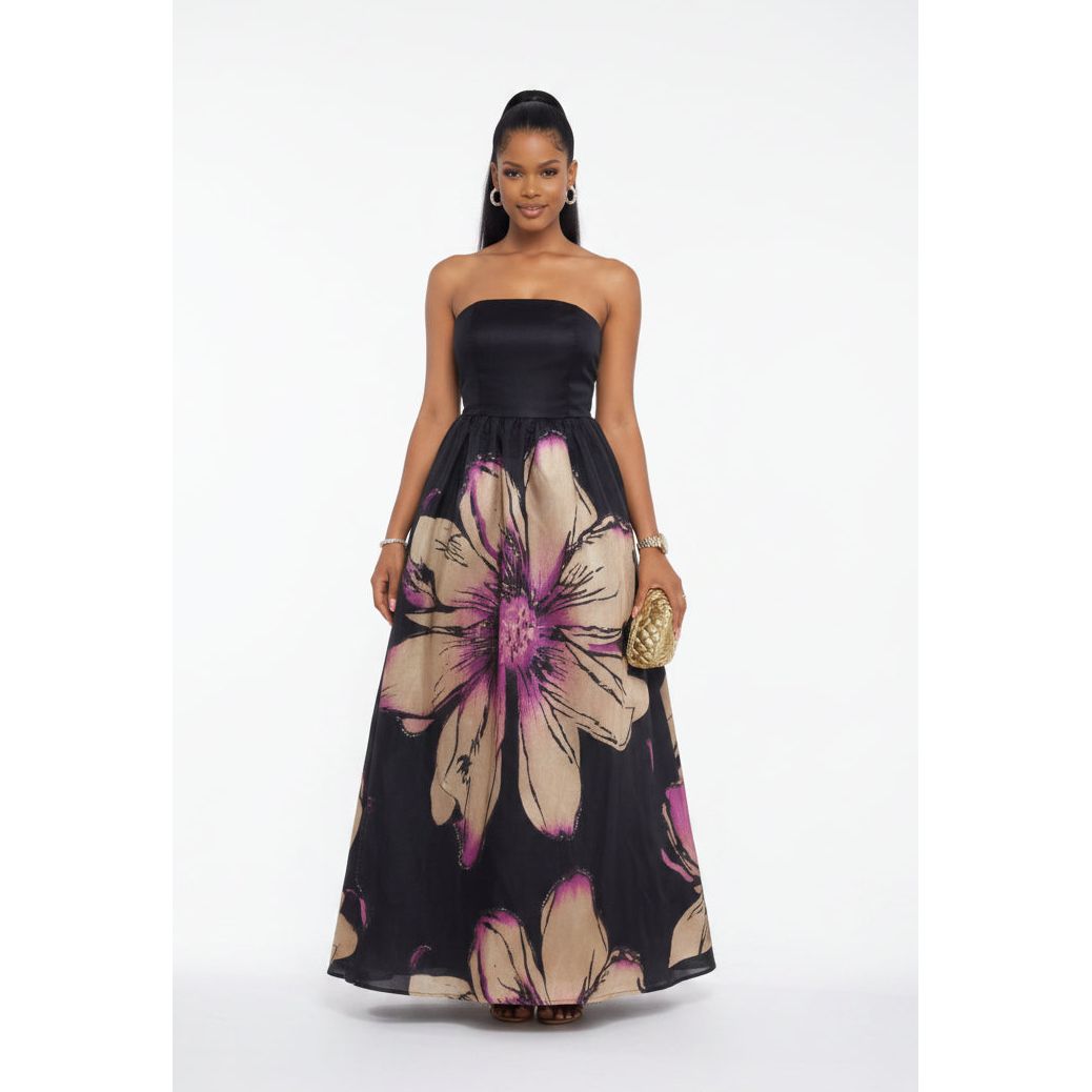 Plus Size Floral Strapless Boobtube Maxi Dress