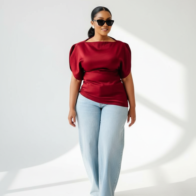 Vibrant Cap Puff-Sleeve Blouse