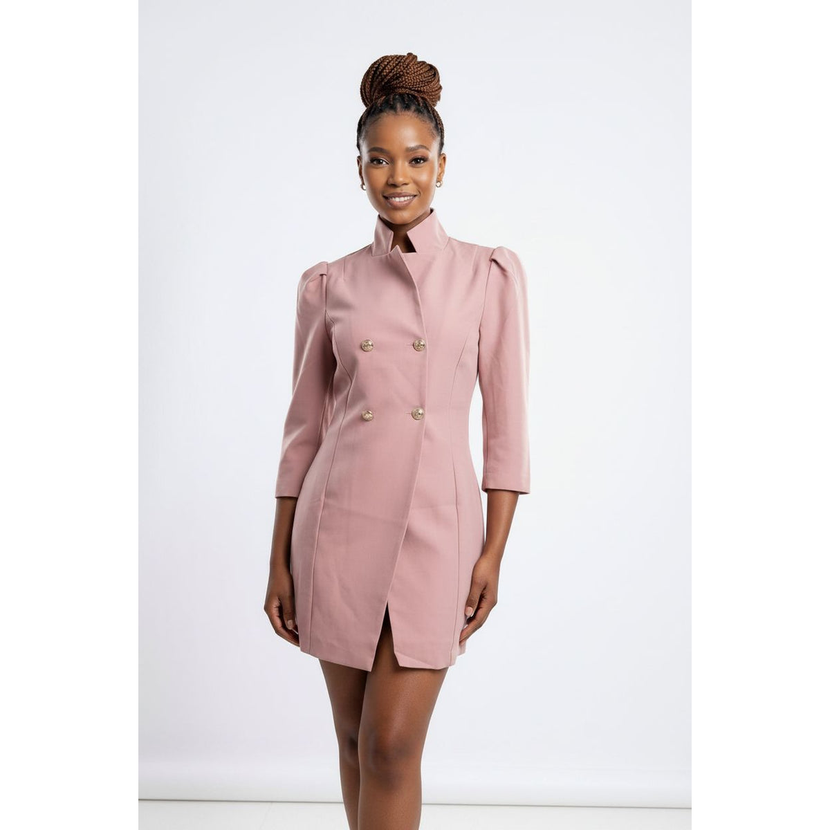 3 Quarter Sleeve Double Breasted Long Blazer