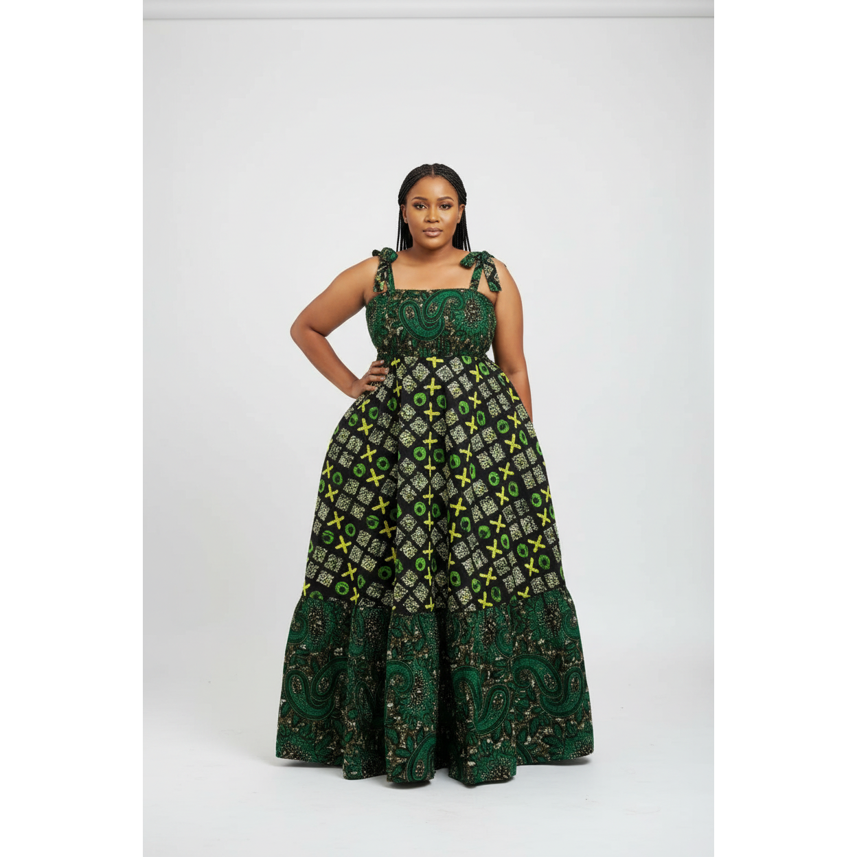 Ayanda African Print Tie-Strap Maxi Dress