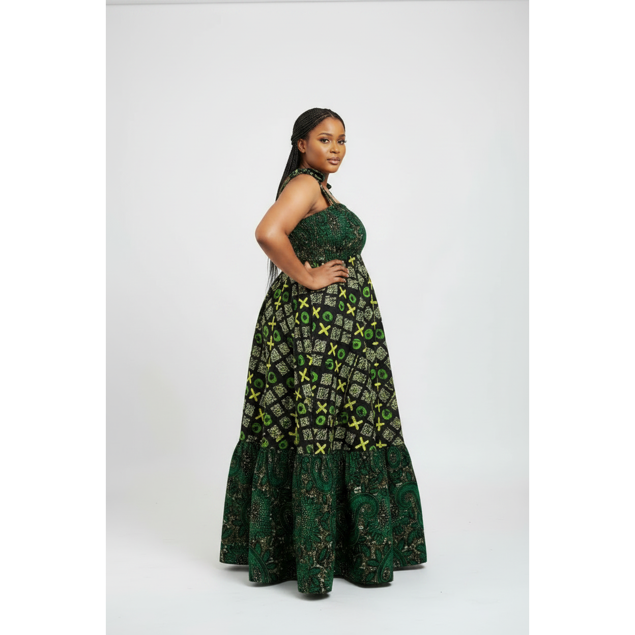 Ayanda African Print Tie-Strap Maxi Dress