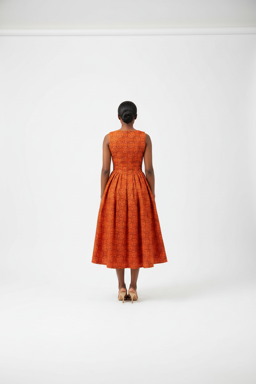 Zanele Traditional Print Fit & Flare Midi Dress