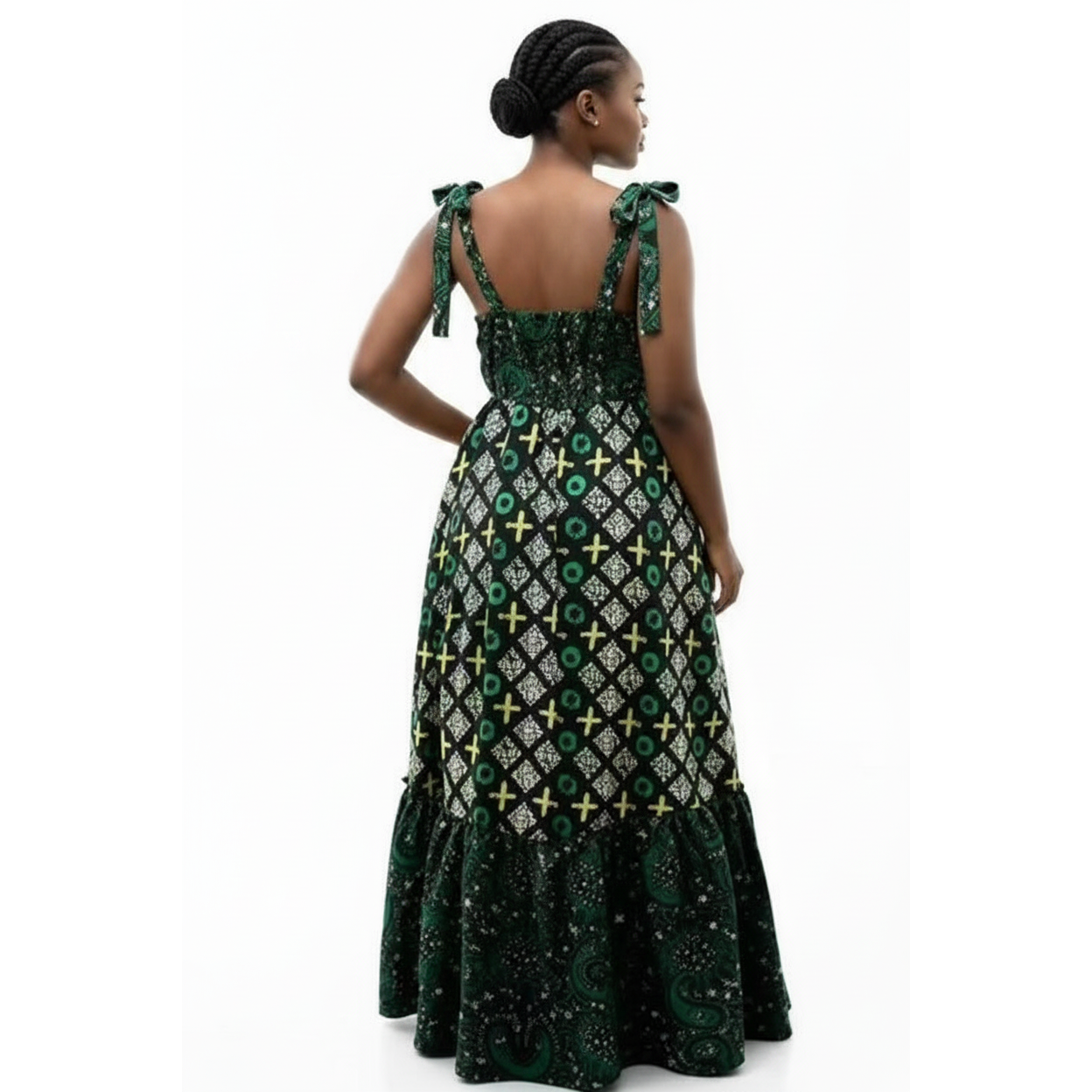 Ayanda African Print Tie-Strap Maxi Dress