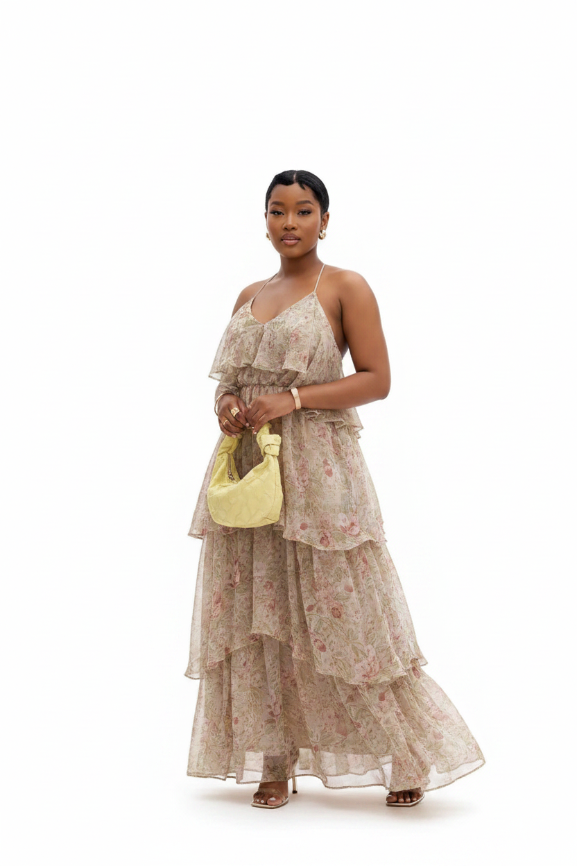 Ariana Floral Tiered Ruffle Maxi Dress