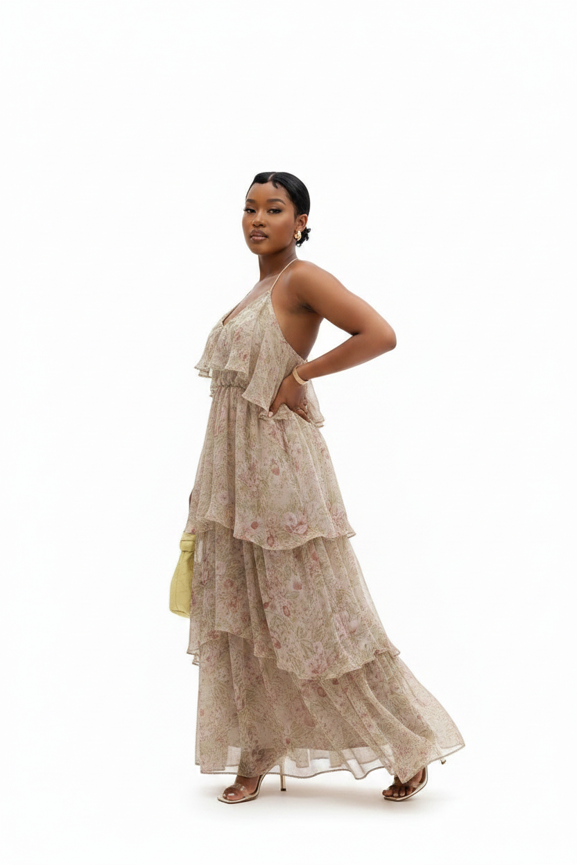 Ariana Floral Tiered Ruffle Maxi Dress