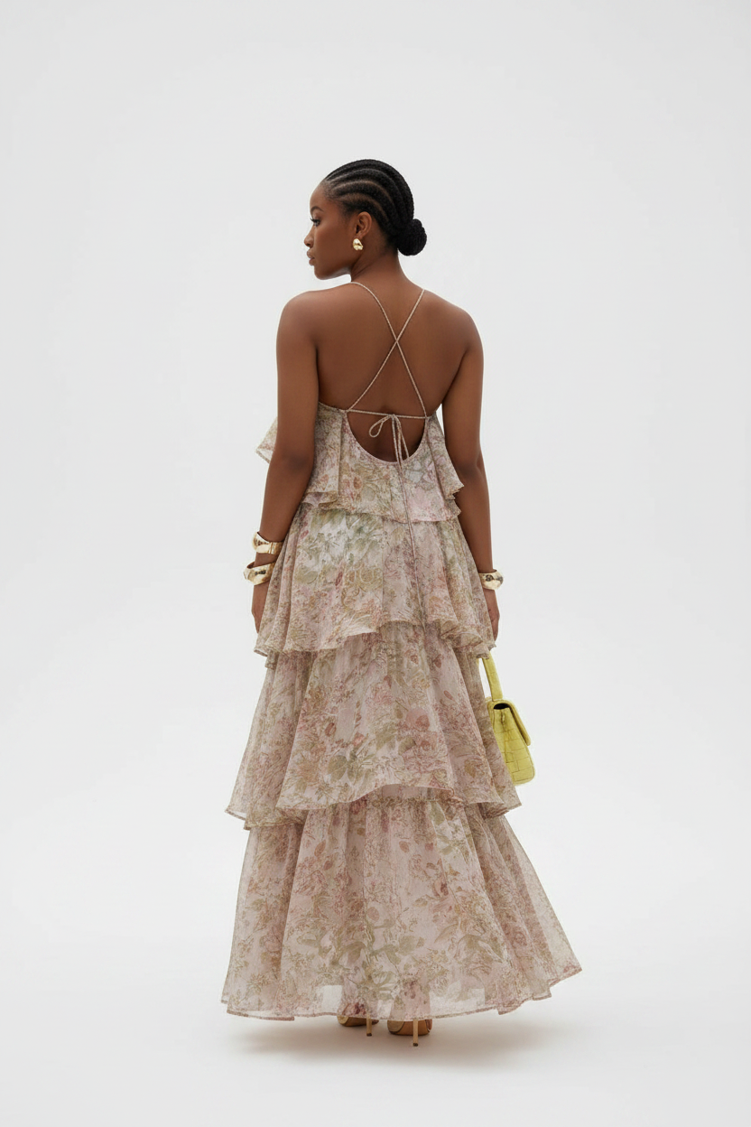 Ariana Floral Tiered Ruffle Maxi Dress