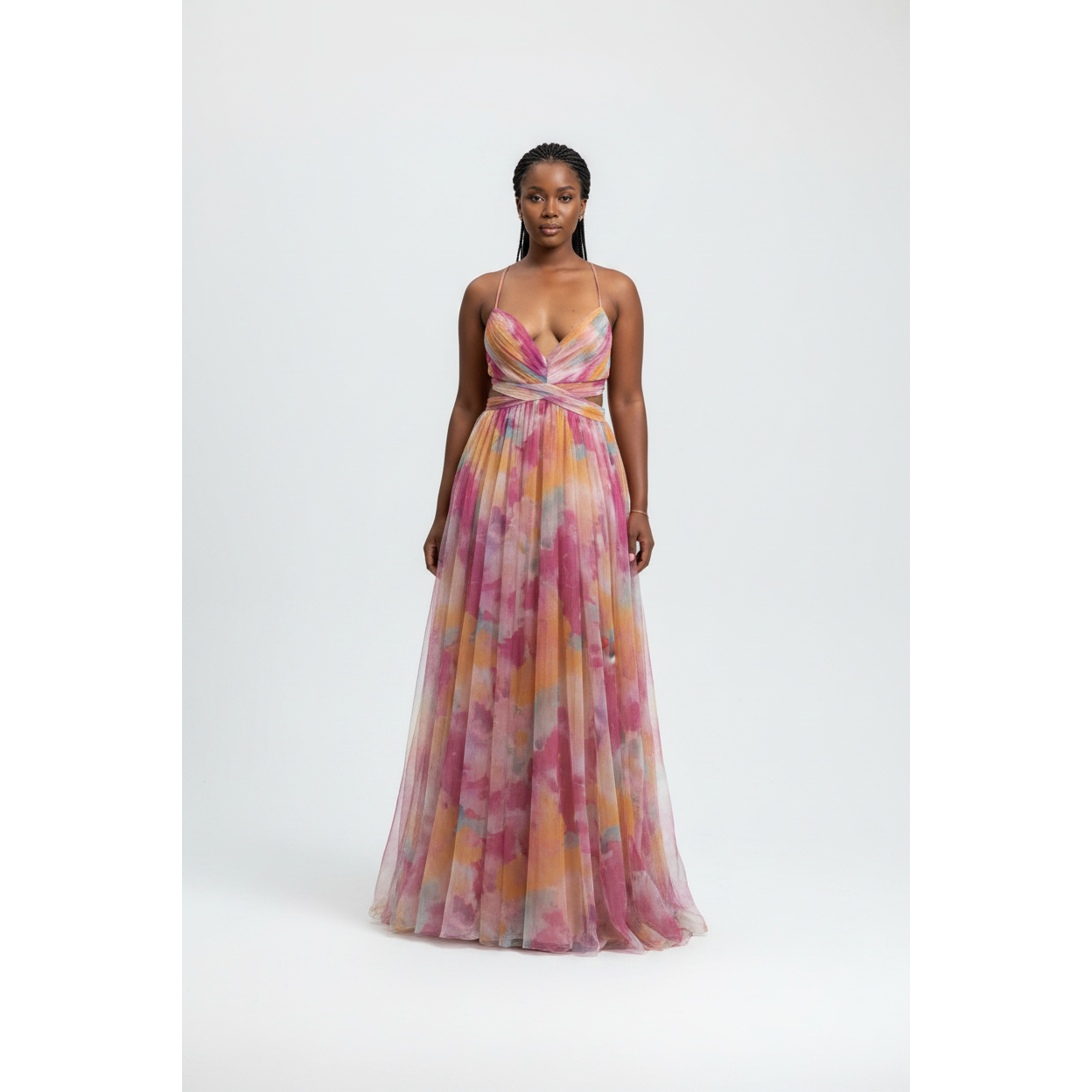 Summer Watercolor Floral Print Maxi Dress