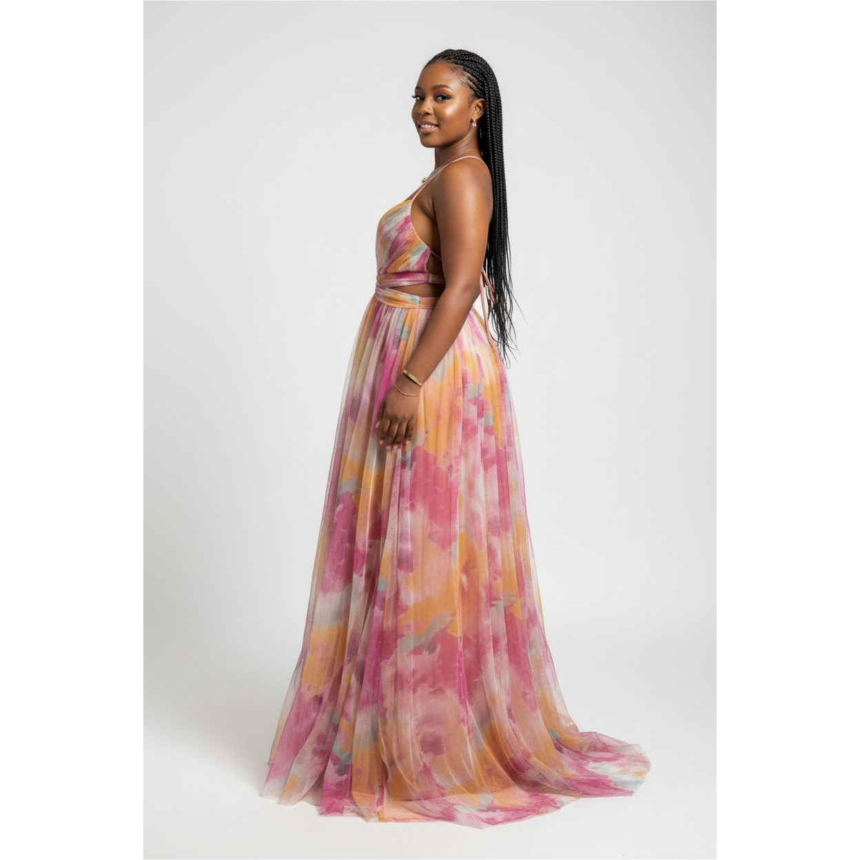 Summer Watercolor Floral Print Maxi Dress