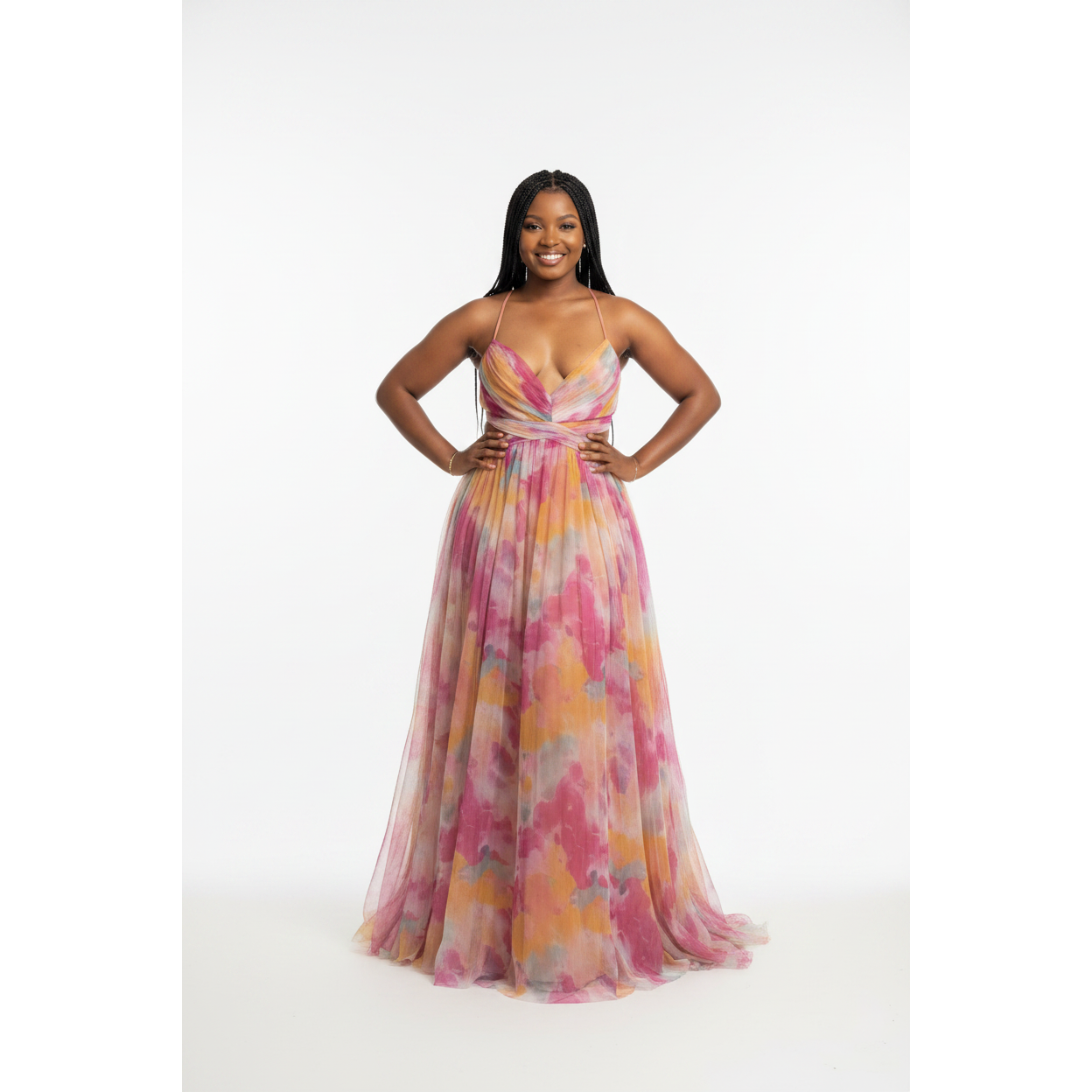 Summer Watercolor Floral Print Maxi Dress