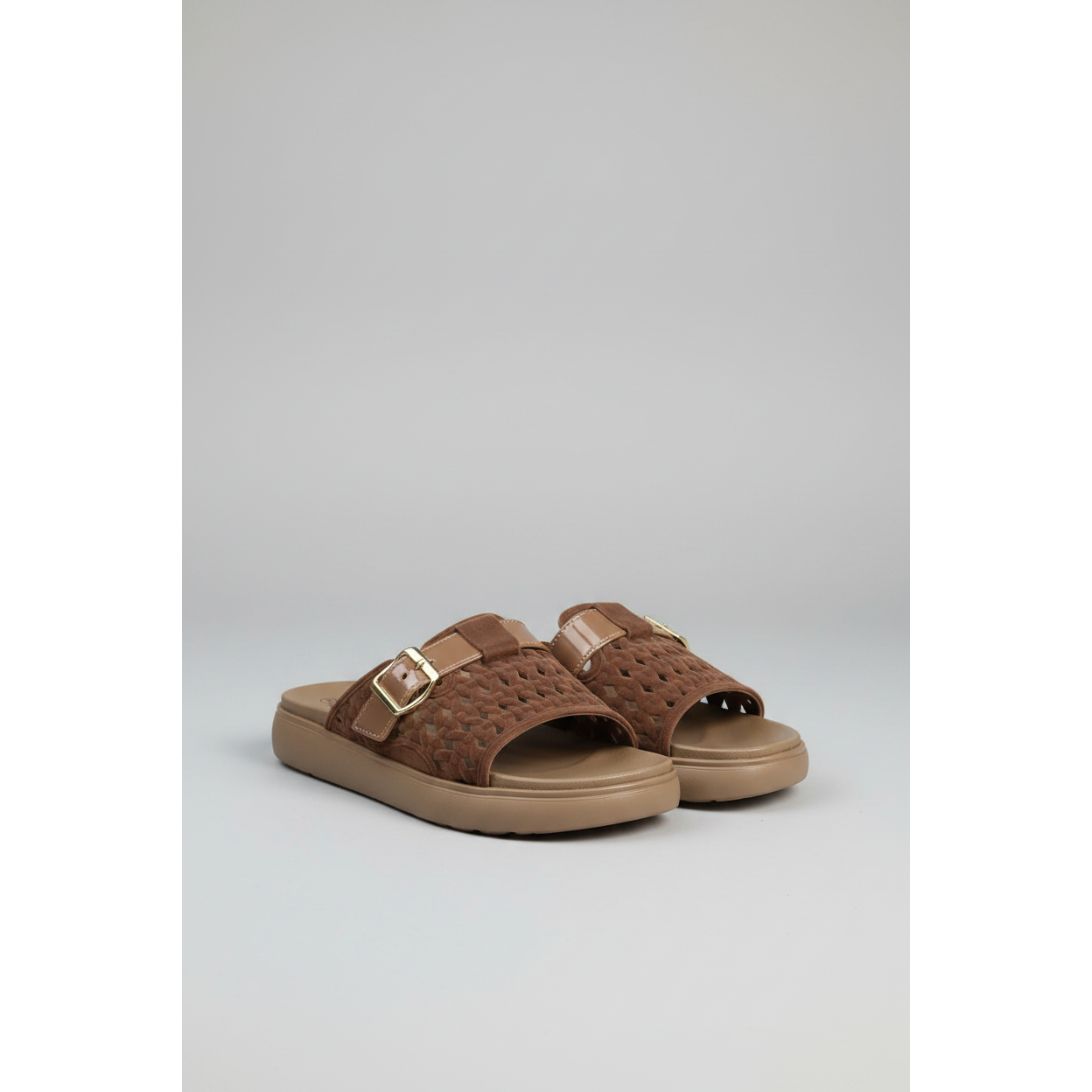 Women's Woven Strap Platform Sandals with Buckle